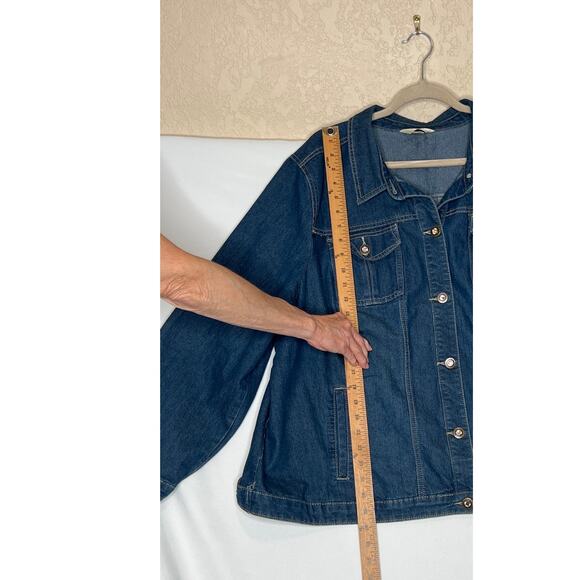 CJ Banks size 3X denim jacket large interior pocket button up outdoor walking - Picture 4 of 12